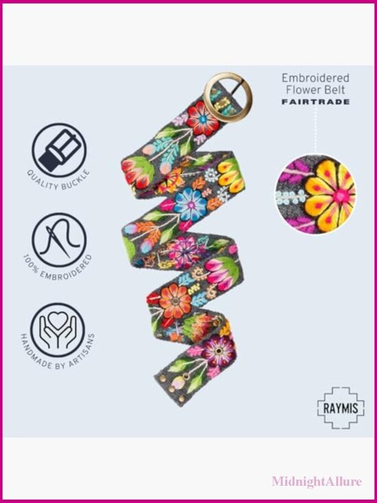 Handmade Embroidered Floral Belt for Women - Fair Trade main image 6
